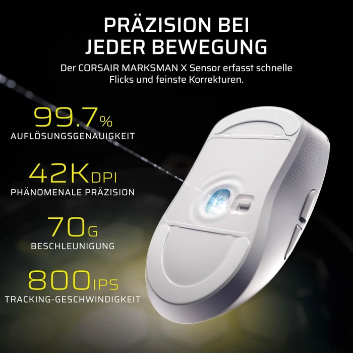 Corsair Sabre v3 Pro PureVector Ultralight Ergo Wireless, weiß, USB