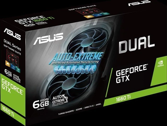 ASUS Dual GeForce GTX 1660 Ti EVO, DUAL-GTX1660TI-6G-EVO, 6GB GDDR6, DVI, 2x HDMI, DP