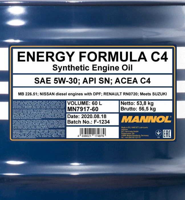 Mannol Energy Formula C4 5W-30 60l