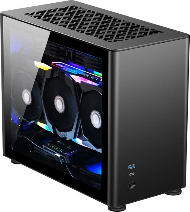 Jonsbo A4, schwarz, Glasfenster, Mini-ITX