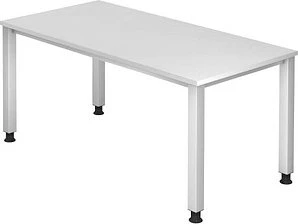 Hammerbacher Ergonomic Plus Q-Serie VQS16/W Schreibtisch 160x80cm weiß/silber