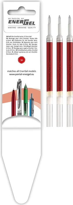 Pentel EnerGel Roller Pen LR7-BX Tintenrollermine 0.35mm (0.7mm Ball) rot, 3er-Pack