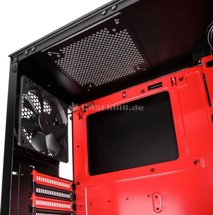 Phanteks Eclipse P300 schwarz/rot, Glasfenster