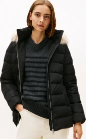 Tommy Hilfiger Puffer Down Fake Fur Jacke schwarz (Damen)