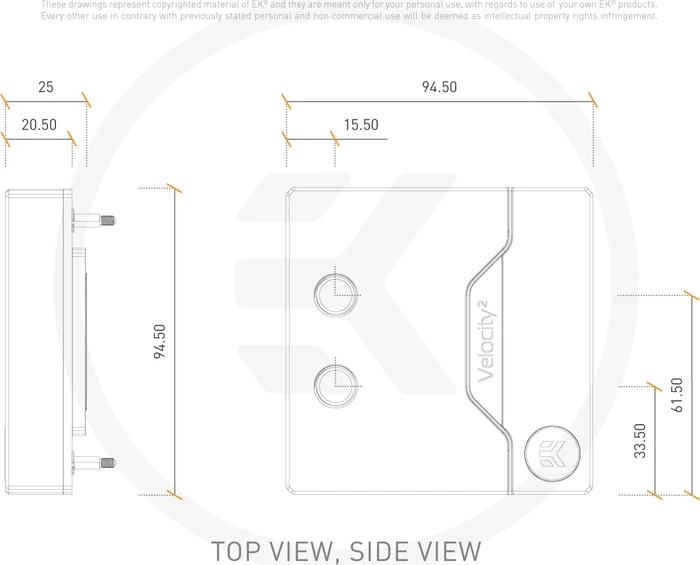 EK Water Blocks Quantum Line EK-Quantum Velocity² D-RGB, 1200, Nickel Satin Titanium