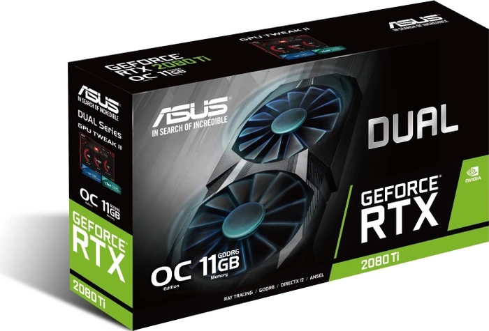 ASUS Dual GeForce RTX 2080 Ti OC, DUAL-RTX2080TI-O11G, 11GB GDDR6, HDMI, USB-C, 3x DP