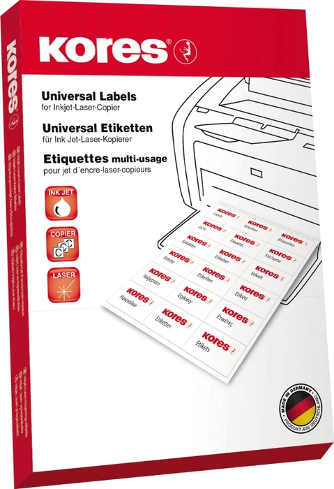 Kores Etiketten, A6, rot, matt, 100 Blatt (400 Etiketten) (L105148R)