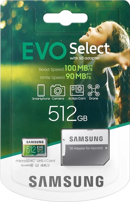 Samsung EVO Select R100/W90 512GB Kit, UHS-I U3, Class 10