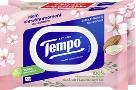 Tempo Mein Verwöhnmoment Mandelmilch & Panthenol feuchte Toilettentücher, 84 Stück (2x 42 Stück)