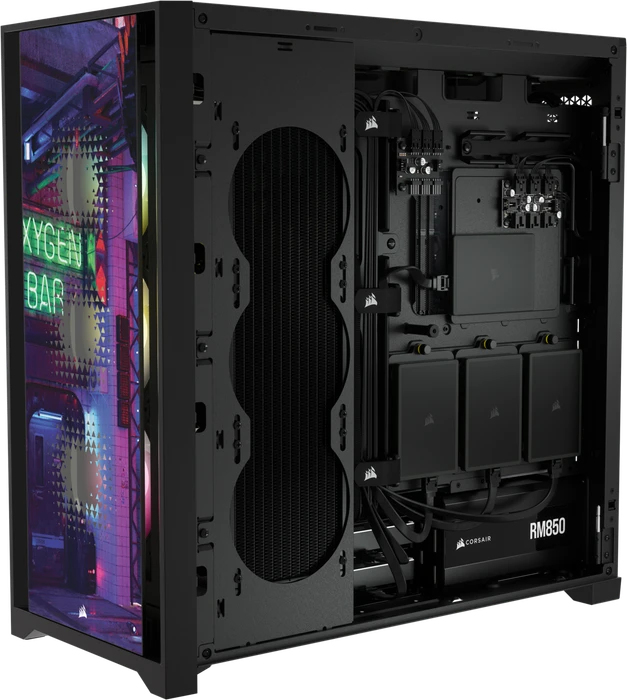 Corsair iCue 5000X RGB Signature Series Neon Night, schwarz, Glasfenster