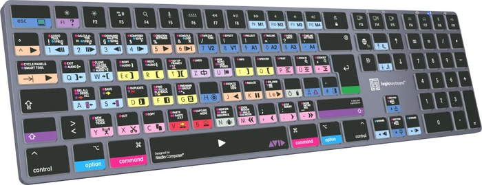 LogicKeyboard Titan Wireless Avid Media Composer "Classic" Mac, Titanium Gray, LEDs weiß, USB/Bluetooth, DE