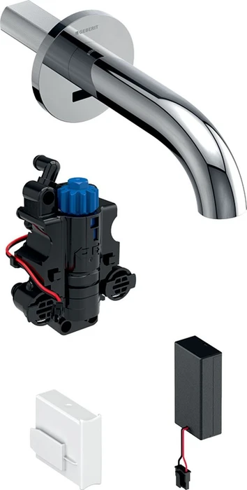 Geberit Piave Waschtischarmatur mit Batteriebetrieb und Thermostatmischer 17cm für UP-Funktionsbox glanz-verchromt