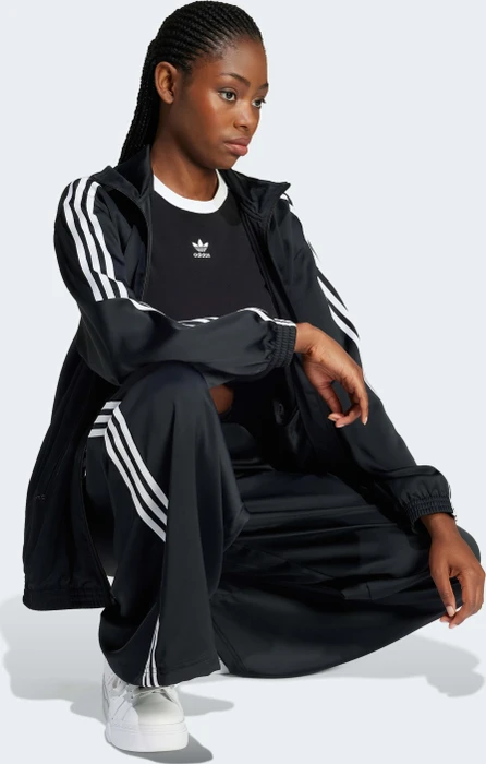 adidas Adicolor Satin Wide Leg Trainingshose lang schwarz (Damen)
