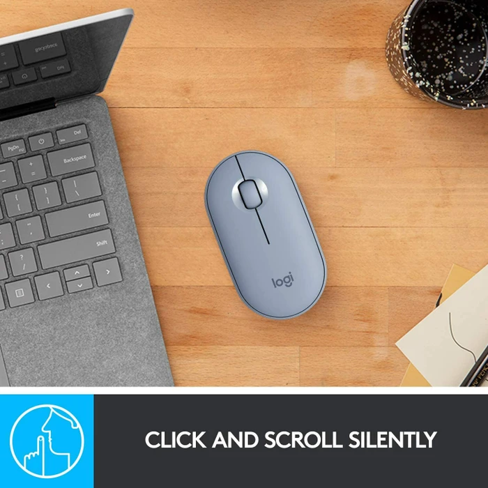 Logitech M350 Pebble Wireless Mouse Blue Grey, USB/Bluetooth