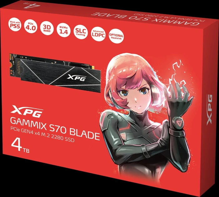 ADATA XPG Gammix S70 Blade 4096GB, M.2 2280 / M-Key / PCIe 4.0 x4, Kühlkörper