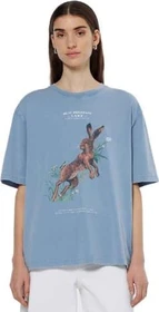Scotch & Soda Washed Artwork Loose T-Shirt kurzarm lake blue (Damen)