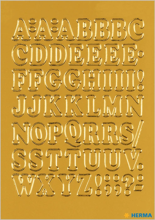 Herma Buchstabenetiketten A-Z, 8x12mm, gold, 1 Blatt (56 Etiketten)