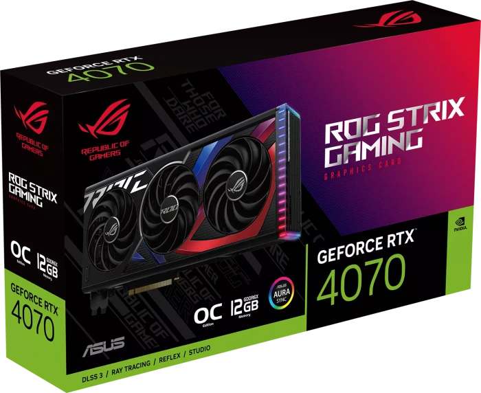 ASUS ROG Strix GeForce RTX 4070, ROG-STRIX-RTX4070-12G-GAMING, 12GB GDDR6X, 2x HDMI, 3x DP