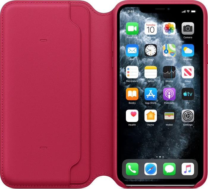 Apple Leder Folio Case für iPhone 11 Pro Max Himbeere