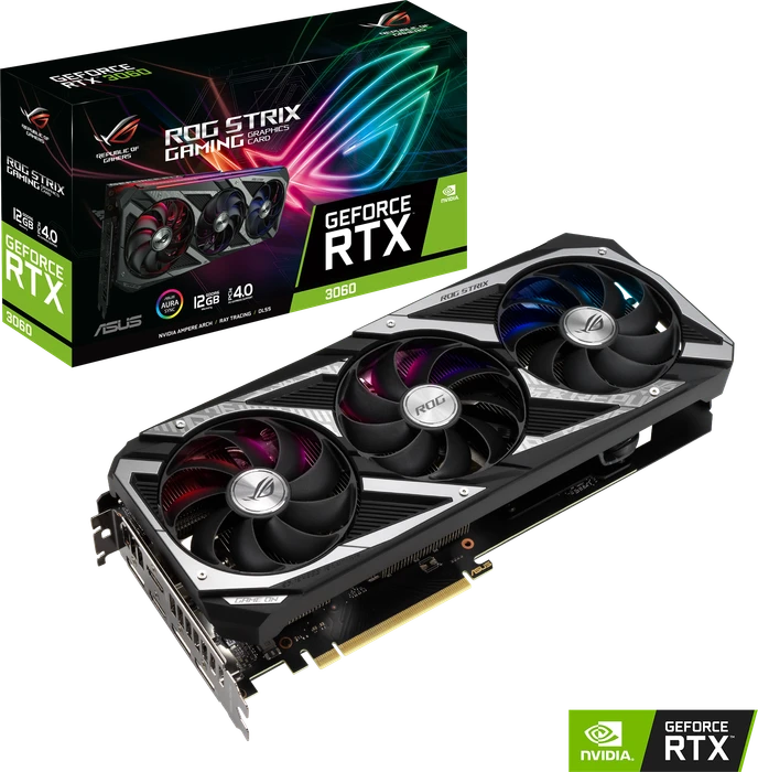 ASUS ROG Strix GeForce RTX 3060, ROG-STRIX-RTX3060-12G-GAMING, 12GB GDDR6, 2x HDMI, 3x DP
