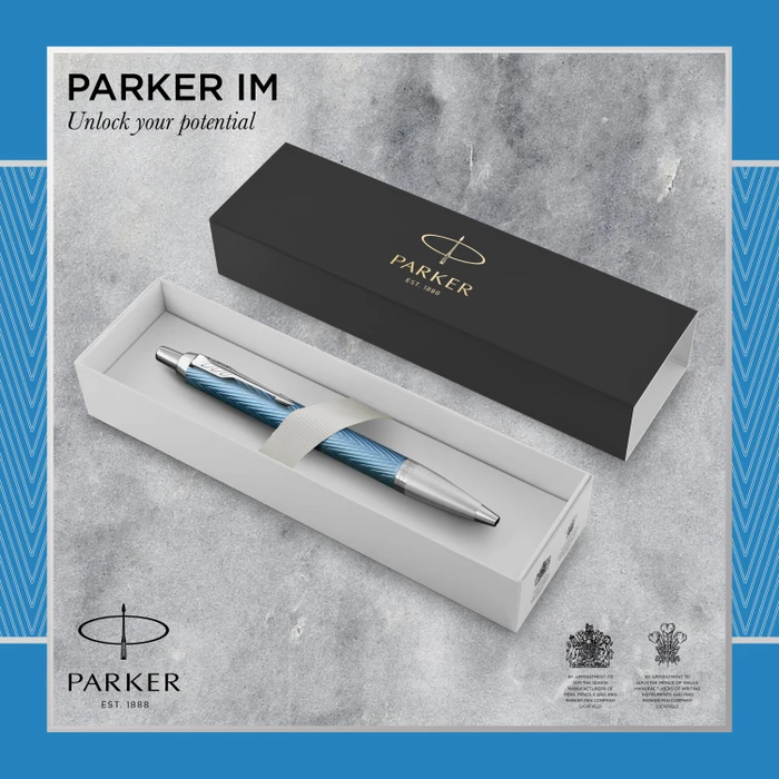 Parker IM Premium Kugelschreiber blue grey lacquer/chrome trim, Geschenkbox