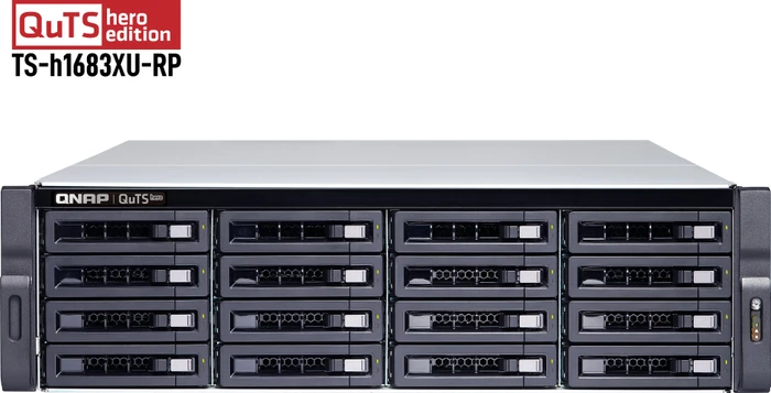 QNAP QuTS hero TS-h1683XU-RP-E2236-128G, 128GB RAM ECC, 2x SFP+ 10Gb/s, 2x RJ-45 10GBase-T, 3HE