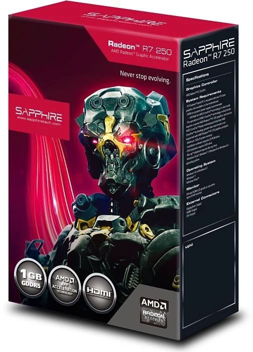 Sapphire Radeon R7 250E Eyefinity Edition, 1GB GDDR5, DVI, HDMI, DP, lite retail