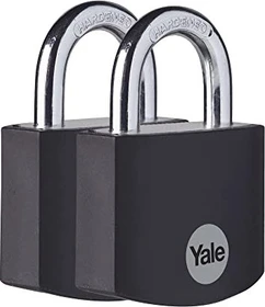 Yale YE3B/38 Alu schwarz, Vorhängeschloss, 2er-Pack