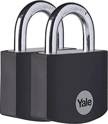 Yale YE3B/38 Alu schwarz, Vorhängeschloss, 2er-Pack