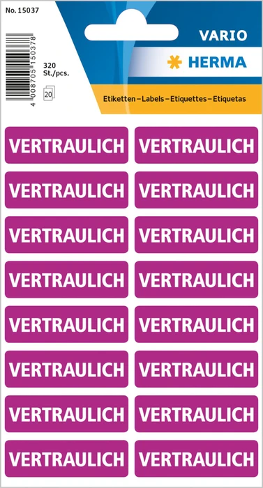 Herma Textetiketten vertraulich, 12x40mm, violett, 5er-Pack (1600 Etiketten)