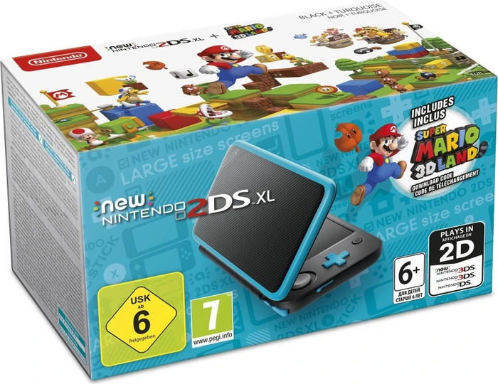 Nintendo New 2DS XL Super Mario 3D Land Bundle schwarz/türkis