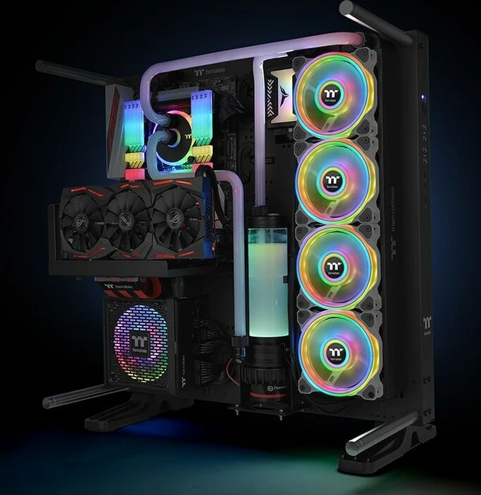 Thermaltake Riing Quad 12 RGB Radiator Fan TT Premium Edition Snow White, weiß, LED-Steuerung, 120mm, 3er-Pack