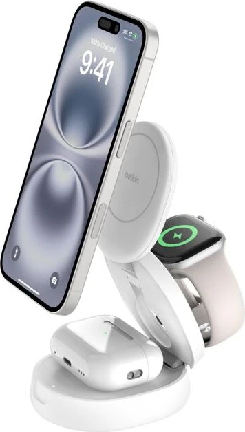 Belkin BoostCharge Kompakte magnetische 3-in-1-Ladestation (15W) weiß