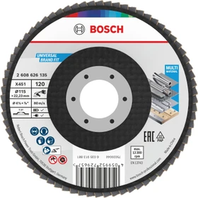 Bosch Professional X451 Fächerschleifscheibe T27 K120, 115x22.23mm, 1 Stück