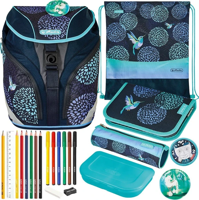 Herlitz SoftLight Plus Bloomy Birds Schultaschen-Set, 6-tlg.