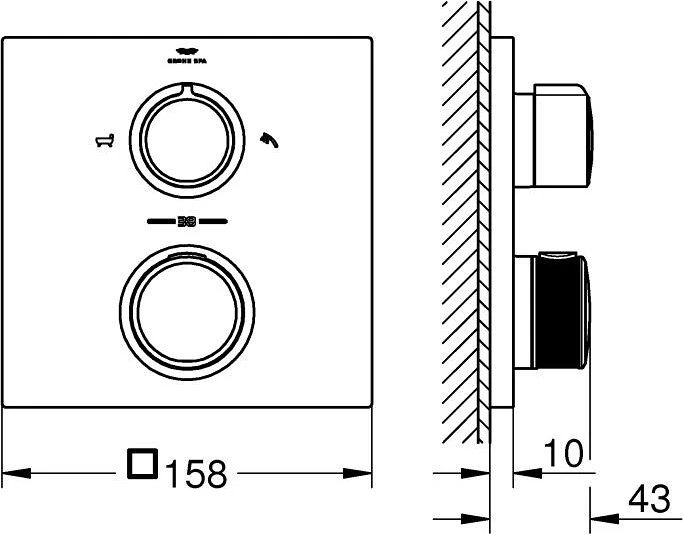Grohe Allure Thermostat-Wannenbatterie mit integrierter 2-Wege-Umstellung hard graphite