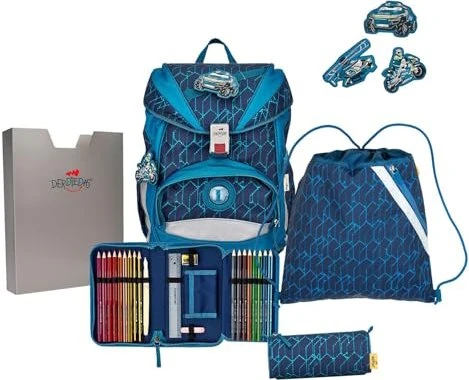 DerDieDas ErgoFlex Blue Speed Schultaschen-Set, 5-tlg.
