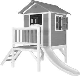 Axi Spielhaus Lodge XL grau/weiß mit Rutsche weiß