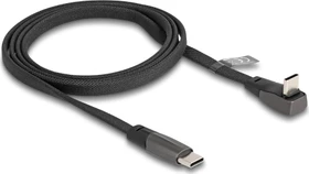 DeLOCK USB-C auf USB-C Kabel, USB 2.0, 480Mb/s, 60W USB PD, Flachbandkabel, gewinkelt, schwarz, 1m (80751)