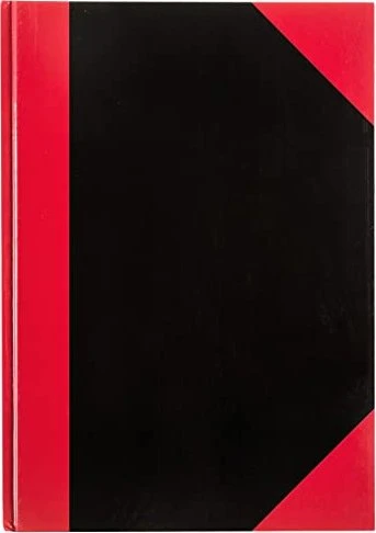 Idena Kladde Notizbuch, A5, kariert, Hardcover, rot/schwarz, 96 Blatt
