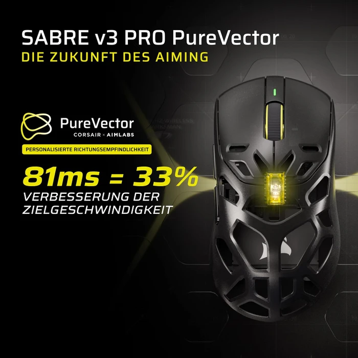 Corsair Sabre v3 Pro PureVector MG Ergo Ultralight Wireless, Magnesium, schwarz, USB