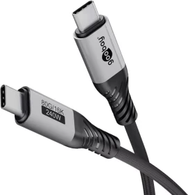 goobay USB-C Kabel, USB4 Version 2.0, 80Gb/s, 16K60Hz, 240W PD EPR, USB-C Stecker auf USB-C Stecker, schwarz/grau, 1.5m (74776)
