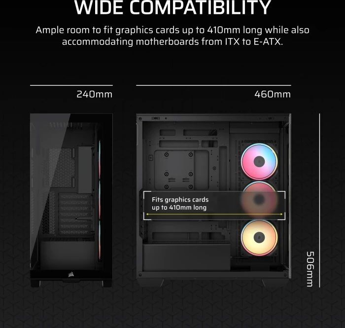Corsair 3500X LX-R RGB iCUE LINK, schwarz, Glasfenster