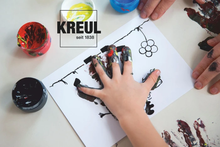 Kreul Mucki Fingerfarbe Farben Spiel Kiste - Wir malen mit Händen und Fingern, Set 5 Stück 50ml