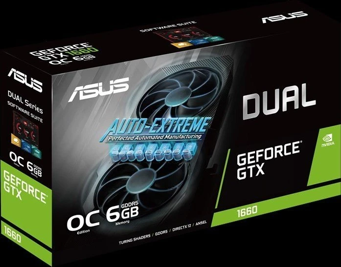 ASUS Dual GeForce GTX 1660 OC EVO, DUAL-GTX1660-O6G-EVO, 6GB GDDR5, DVI, HDMI, DP