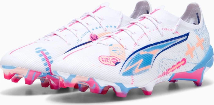 Puma Ultra 5 Ultimate Volume UP FG puma white/luminous blue/poison pink/fizzy melon