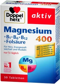 Doppelherz Magnesium 400 + B1 + B6 + B12 + Folsäure, 30 Stück