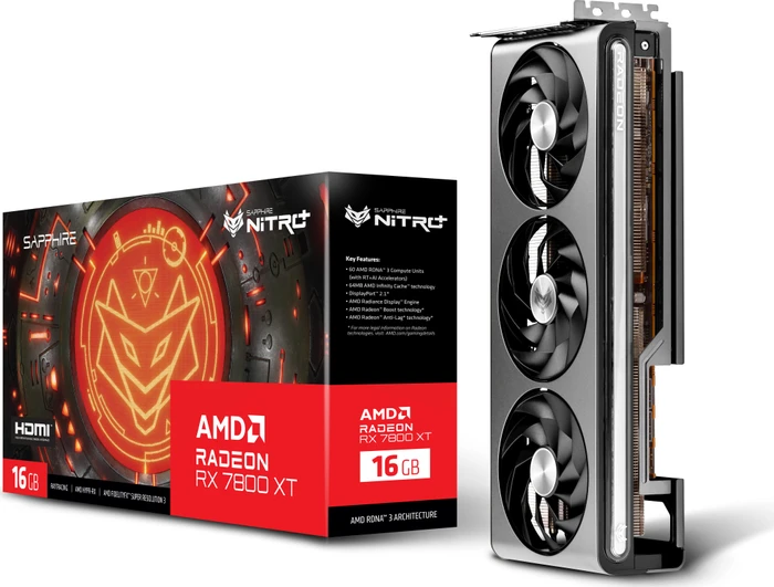 Sapphire Nitro+ Radeon RX 7800 XT, 16GB GDDR6, 2x HDMI, 2x DP, lite retail