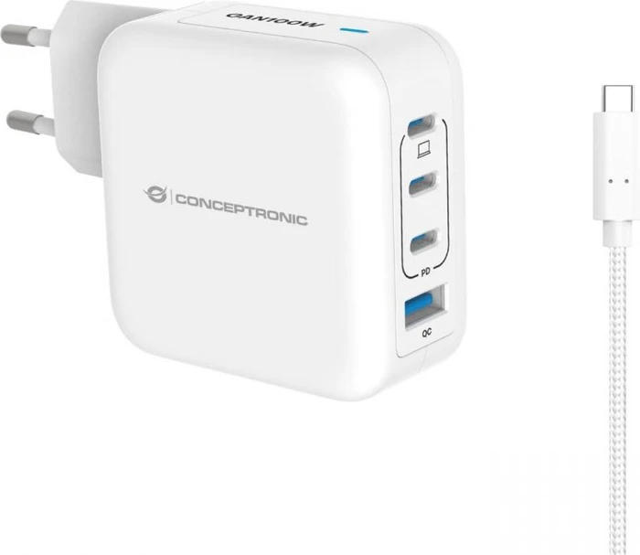 Conceptronic 4-Port 100W GaN USB-PD-Ladegerät weiß