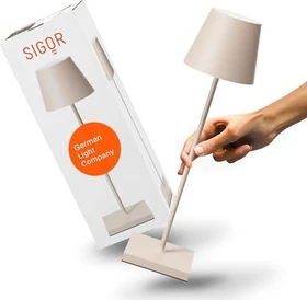 Sigor Nuindie Akku-Tischleuchte rund dünenbeige